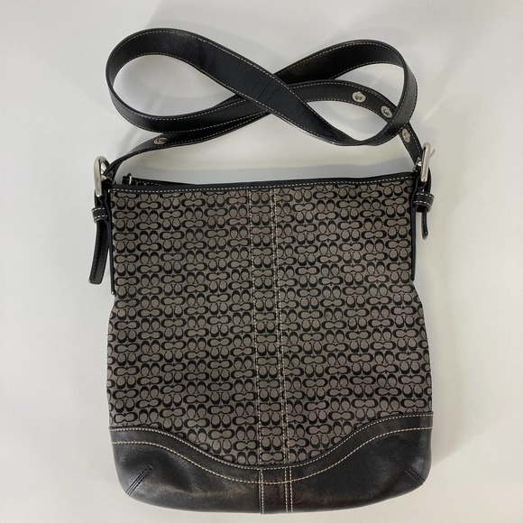 COACH F10944 BLACK, GRAY SIGNATURE PRINT CROSSBODY - Picture 2 of 15